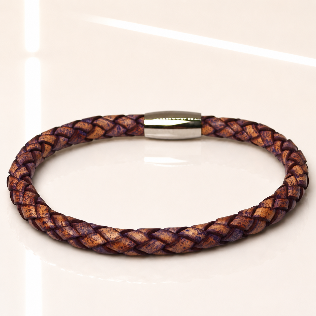 Core Braid Leather Bracelet- Magnetic Clasp or Minimal Braid Leather Bracelet