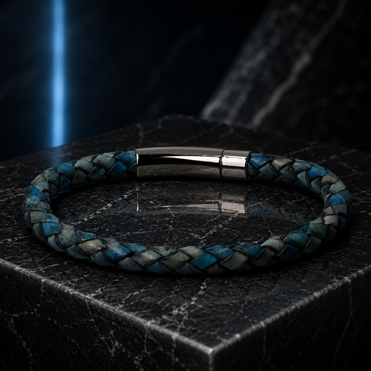 Core Braid Leather Bracelet- Push Lock Clasp