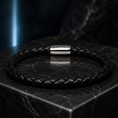Core Braid Leather Bracelet- Magnetic Clasp or Minimal Braid Leather Bracelet
