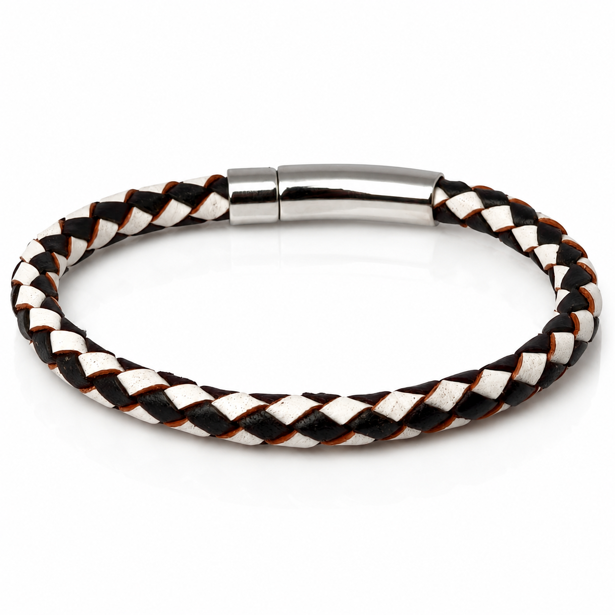 Core Braid Leather Bracelet- Push Lock Clasp
