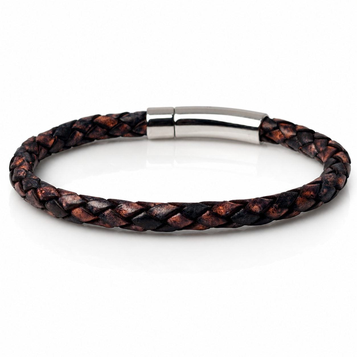 Core Braid Leather Bracelet- Push Lock Clasp