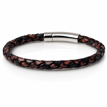 Core Braid Leather Bracelet- Push Lock Clasp