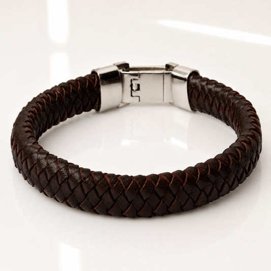 Chunky Braided Leather Bracelet