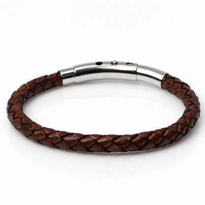 Core Braid Leather Bracelet- Snap Button Clasp