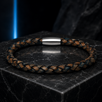 Core Braid Leather Bracelet- Magnetic Clasp or Minimal Braid Leather Bracelet
