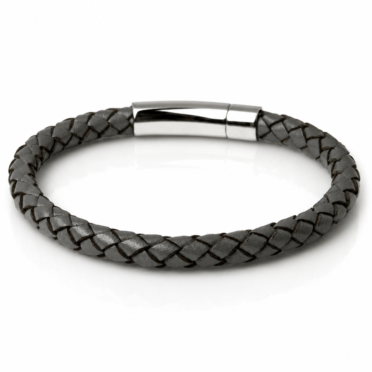 Core Braid Leather Bracelet- Push Lock Clasp