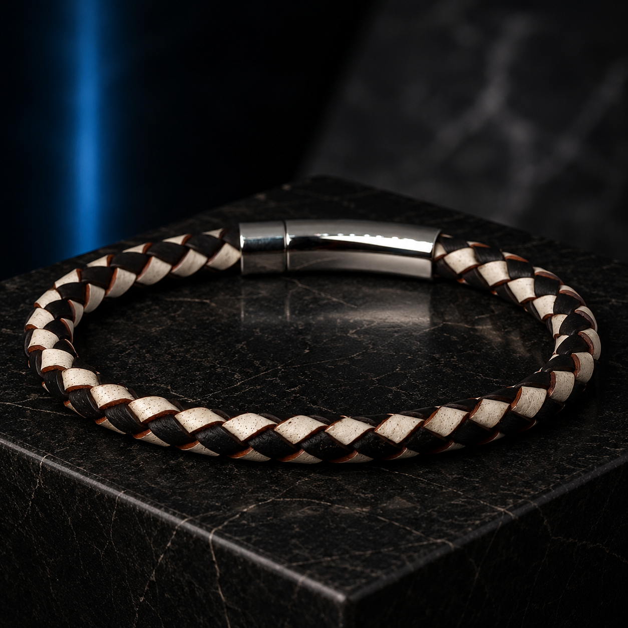 Core Braid Leather Bracelet- Push Lock Clasp