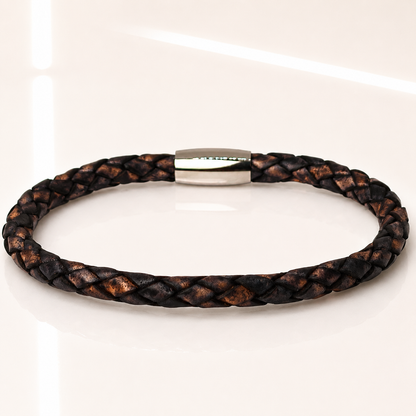 Core Braid Leather Bracelet- Magnetic Clasp or Minimal Braid Leather Bracelet