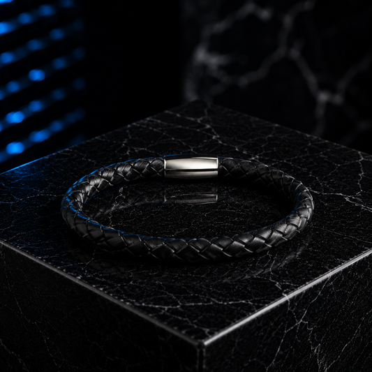 Core Braid Leather Bracelet- Magnetic Clasp or Minimal Braid Leather Bracelet