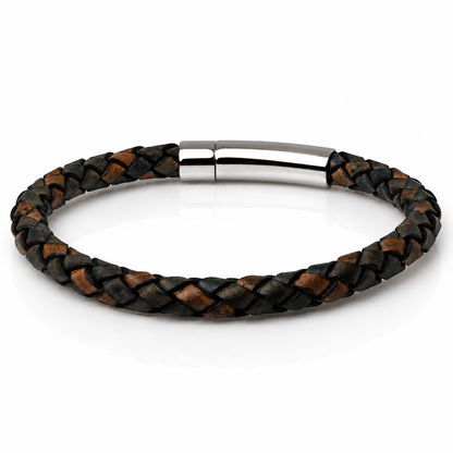 Core Braid Leather Bracelet- Push Lock Clasp