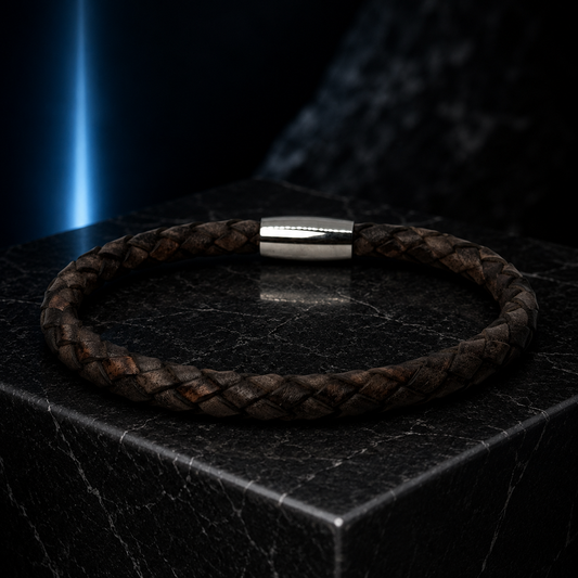 Core Braid Leather Bracelet- Magnetic Clasp or Minimal Braid Leather Bracelet