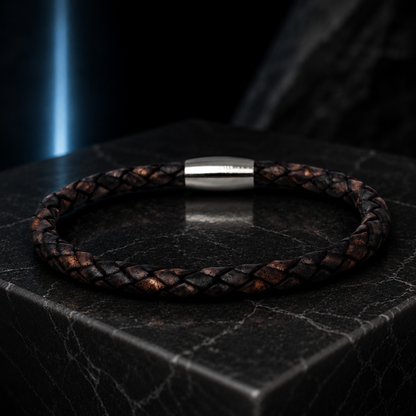 Core Braid Leather Bracelet- Magnetic Clasp or Minimal Braid Leather Bracelet
