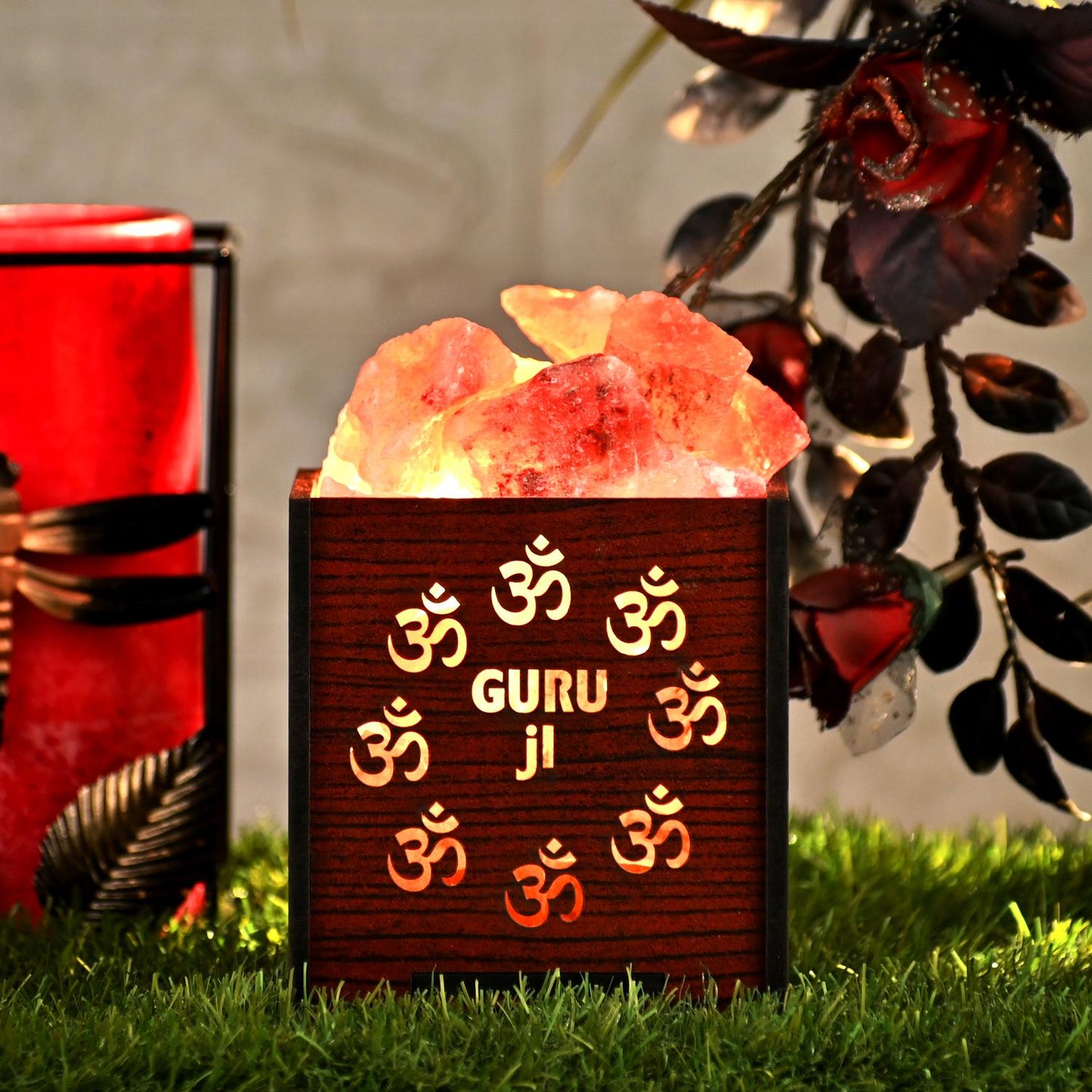 Guru Ji Blessing Himalayan Rock Salt Wooden Basket Lamp – Spiritual Salt Lamp