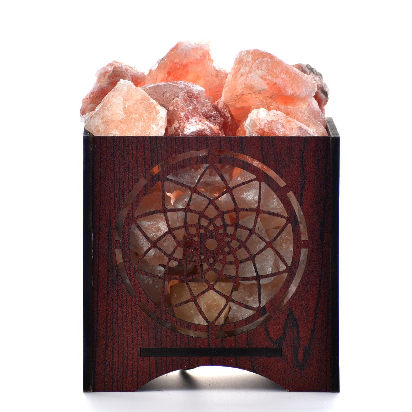 Healing Chakras Himalayan Rock Salt Wooden Basket Lamp – Chakra Design Salt Lamp