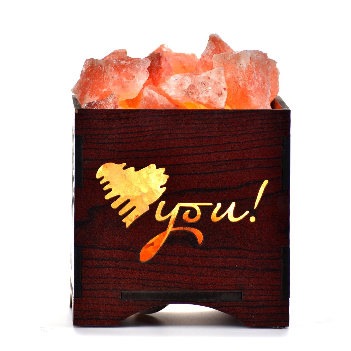 Love You Himalayan Rock Salt Wooden Basket Lamp – Romantic Gifting Salt Lamp