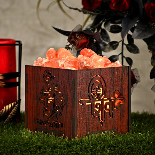 Mahakaal Himalayan Rock Salt Wooden Basket Lamp – Powerful Shiva Salt Lamp