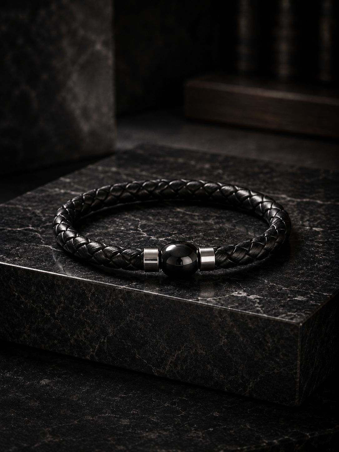 Core Braid Leather Bracelet- Magnetic Ball Clasp