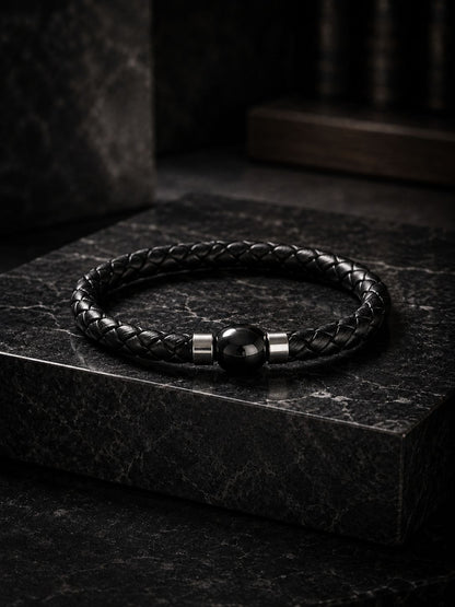 Core Braid Leather Bracelet- Magnetic Ball Clasp