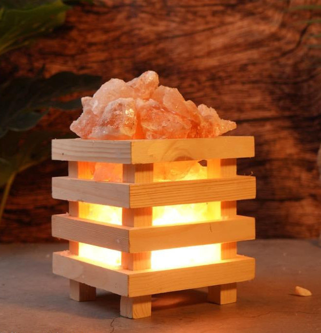 4 Layer Wooden Basket Himalayan Salt Lamp – Natural Wellness Lamp
