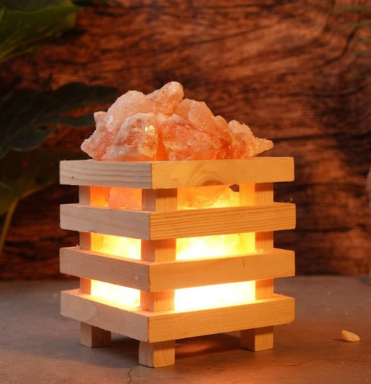 4 Layer Wooden Basket Himalayan Salt Lamp – Natural Wellness Lamp