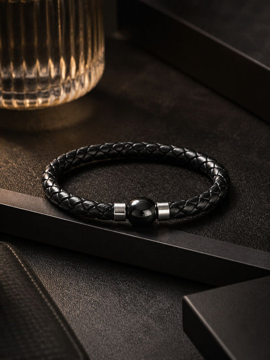 Core Braid Leather Bracelet- Magnetic Ball Clasp