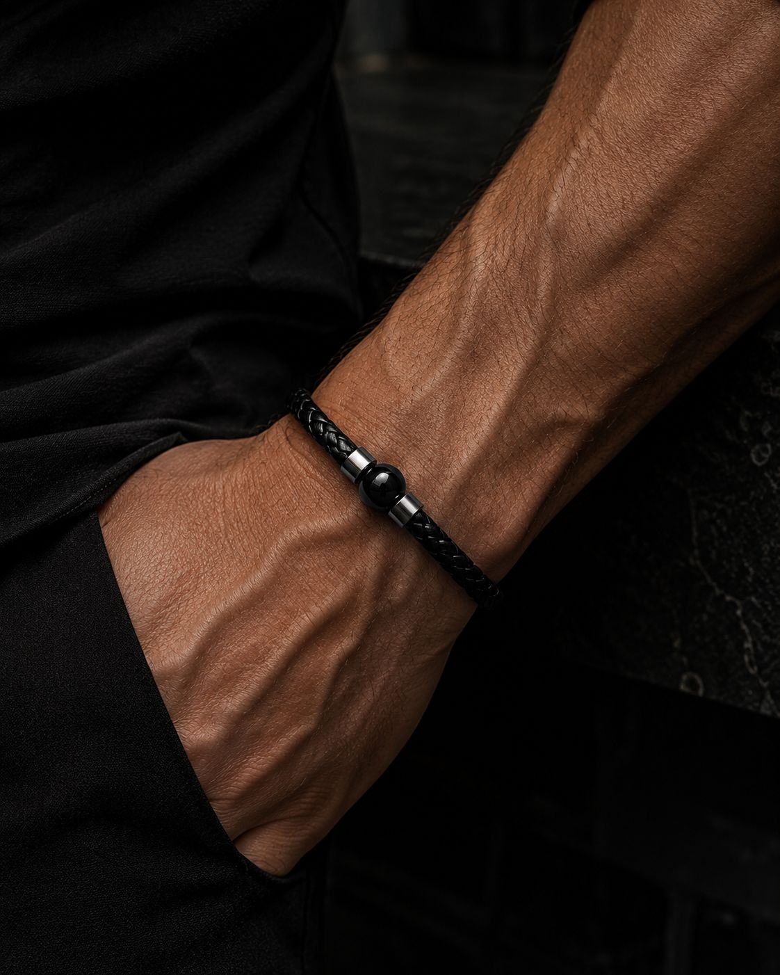 Core Braid Leather Bracelet- Magnetic Ball Clasp