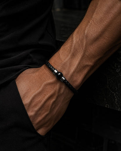 Core Braid Leather Bracelet- Magnetic Ball Clasp
