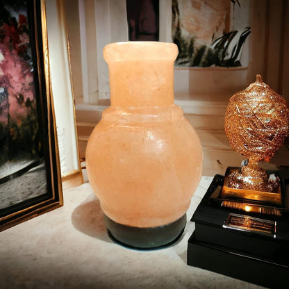 Surahi Shaped Himalayan Rock Salt Crafted Lamp – Surahi Style Hand-Carved Lamp