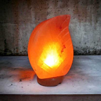 Leaf Shaped Himalayan Rock Salt Crafted Lamp – Hand-Carved Leaf Lamp