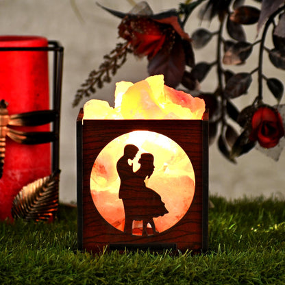 Couple Fairy Himalayan Rock Salt Wooden Basket Lamp – Romantic Fairy Salt Lamp