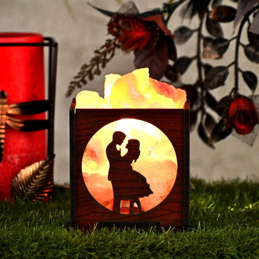 Couple Fairy Himalayan Rock Salt Wooden Basket Lamp – Romantic Fairy Salt Lamp