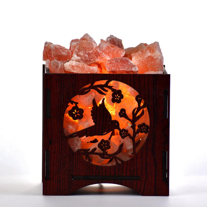 Bird Himalayan Rock Salt Wooden Basket Lamp – Natural Wooden Basket Salt Lamp