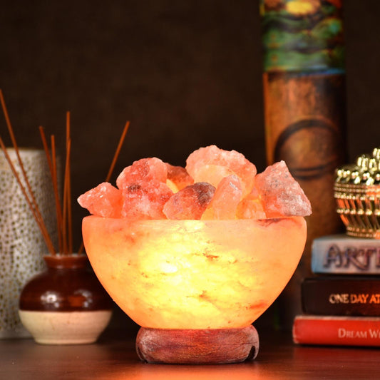 Fire Bowl Himalayan Rock Salt Plug-In Lamp – Glowing Flame-Style Salt Lamp