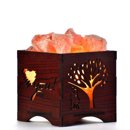Love You Himalayan Rock Salt Wooden Basket Lamp – Romantic Gifting Salt Lamp