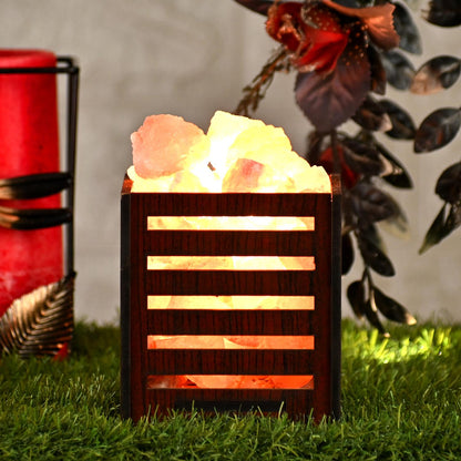 5 Ply Himalayan Rock Salt Wooden Basket Lamp – Natural Healing Salt Light