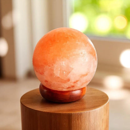 Globe Shaped Himalayan Rock Salt Crafted Lamp – Hand-Carved Globe Salt Lamp