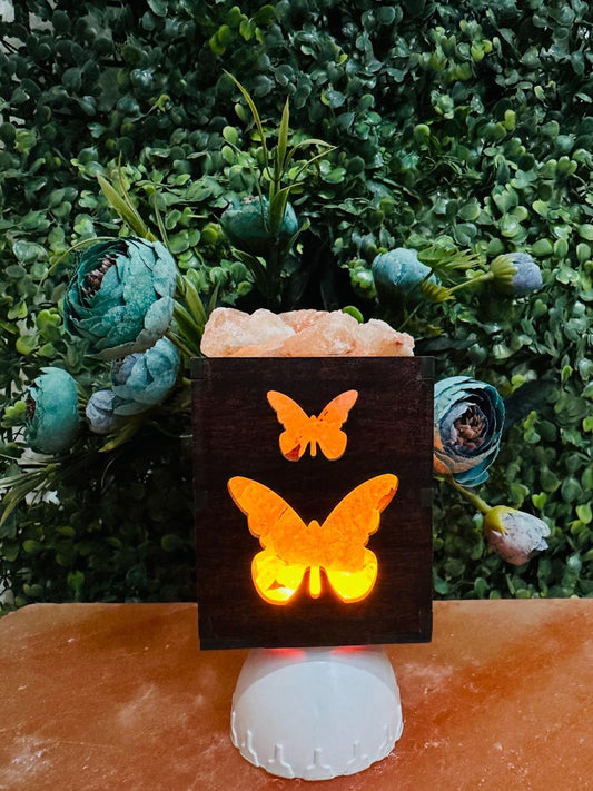 Butterfly Himalayan Rock Salt Plug-In Lamp – Compact Butterfly Night Lamp