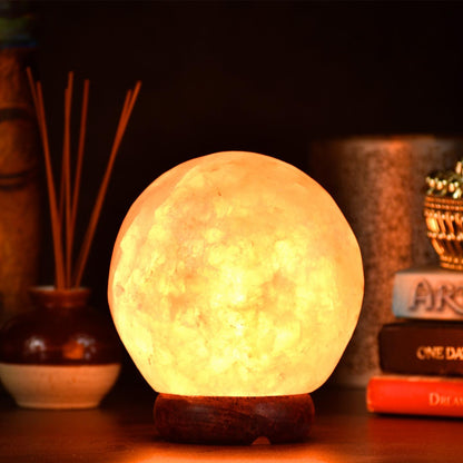 Globe Shaped Himalayan Rock Salt Crafted Lamp – Hand-Carved Globe Salt Lamp