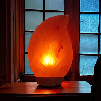 Leaf Shaped Himalayan Rock Salt Crafted Lamp – Hand-Carved Leaf Lamp