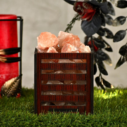 5 Ply Himalayan Rock Salt Wooden Basket Lamp – Natural Healing Salt Light
