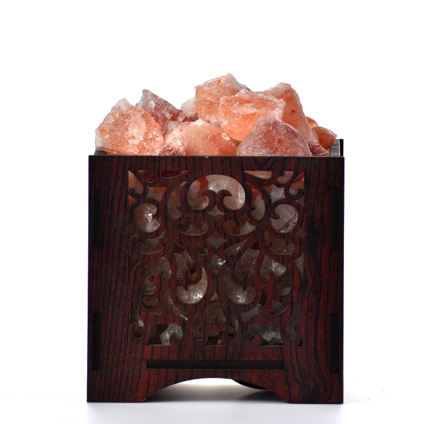 Premium Cut-Out Design Himalayan Salt Basket Lamp – Decorative Wooden Salt Lamp