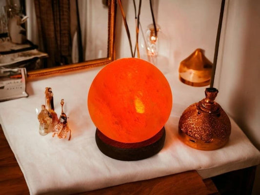 Globe Shaped Himalayan Rock Salt Crafted Lamp – Hand-Carved Globe Salt Lamp