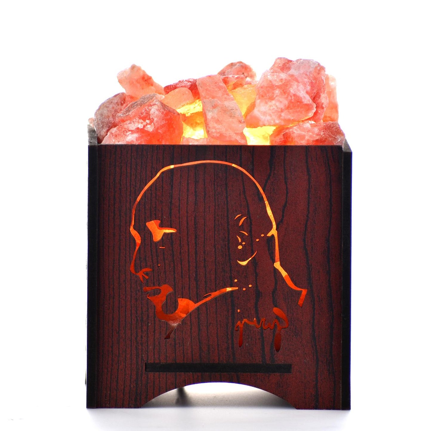 Jai Guru Ji Himalayan Rock Salt Wooden Basket Lamp – Devotional Salt Lamp (Design 1)