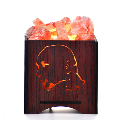 Jai Guru Ji Himalayan Rock Salt Wooden Basket Lamp – Devotional Salt Lamp (Design 1)