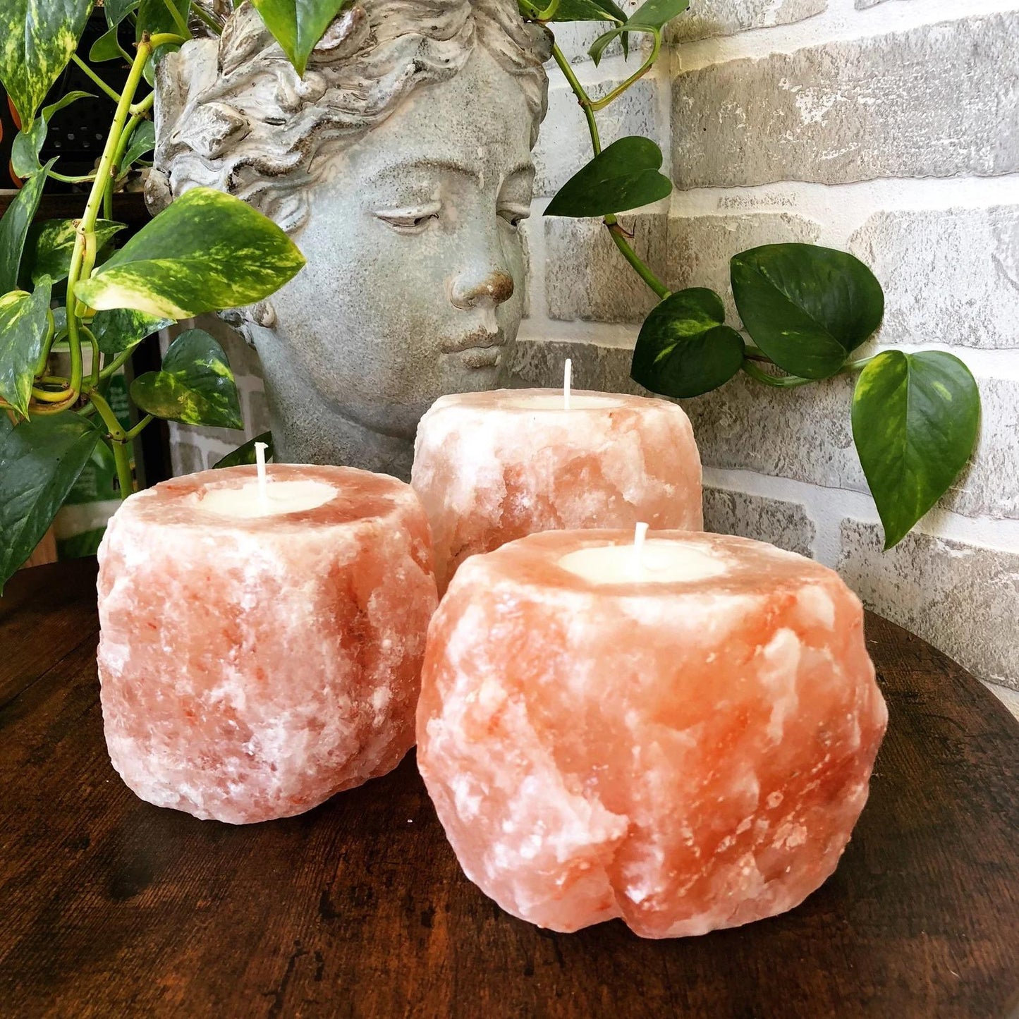 Natural Himalayan Rock Salt Candle Holder – Hand-Carved Candle Holder