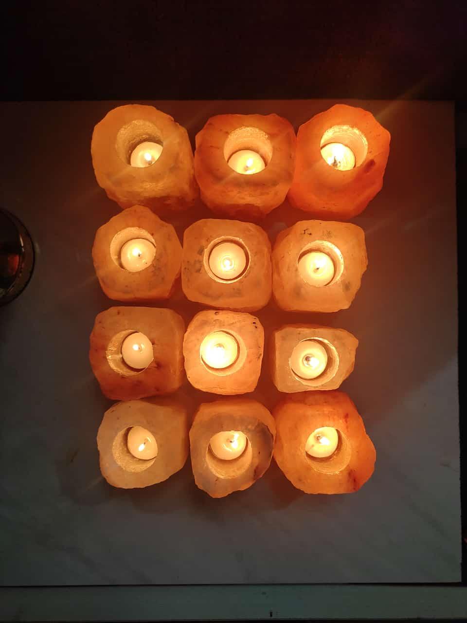 Natural Himalayan Rock Salt Candle Holder – Hand-Carved Candle Holder