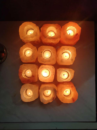 Natural Himalayan Rock Salt Candle Holder – Hand-Carved Candle Holder