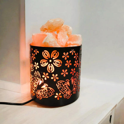 Butterfly Himalayan Rock Salt Metal Basket Lamp – Elegant Butterfly Salt Lamp