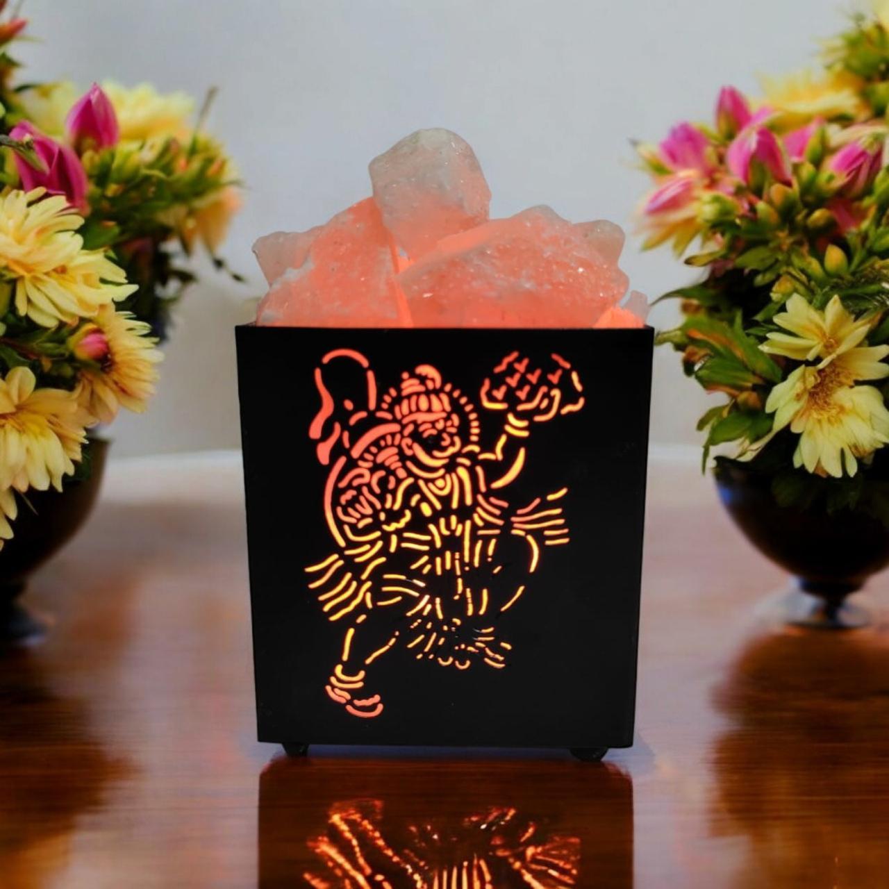 Jai Hanuman Himalayan Rock Salt Metal Basket Lamp – Hanuman Ji Salt Lamp