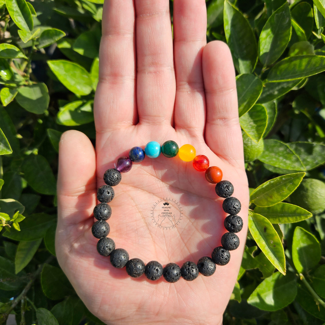 7 Chakra Lava Stone Oil Diffuser Bracelet